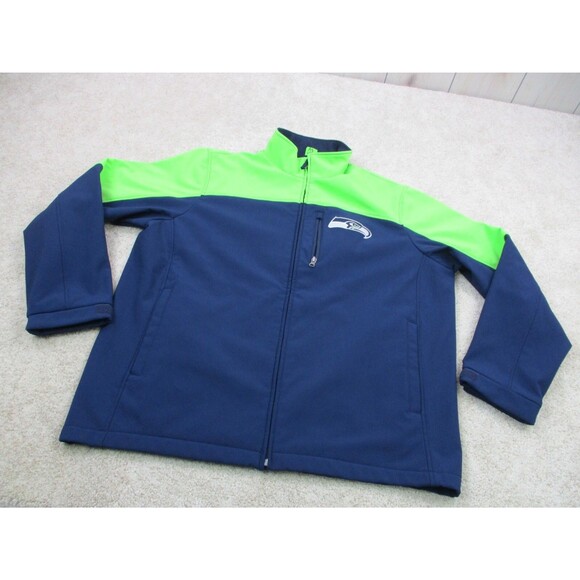 Seattle Seahawks Jacket Mens Extra Large Blue Green Full Zip Logo NFL Football * - Picture 2 of 16